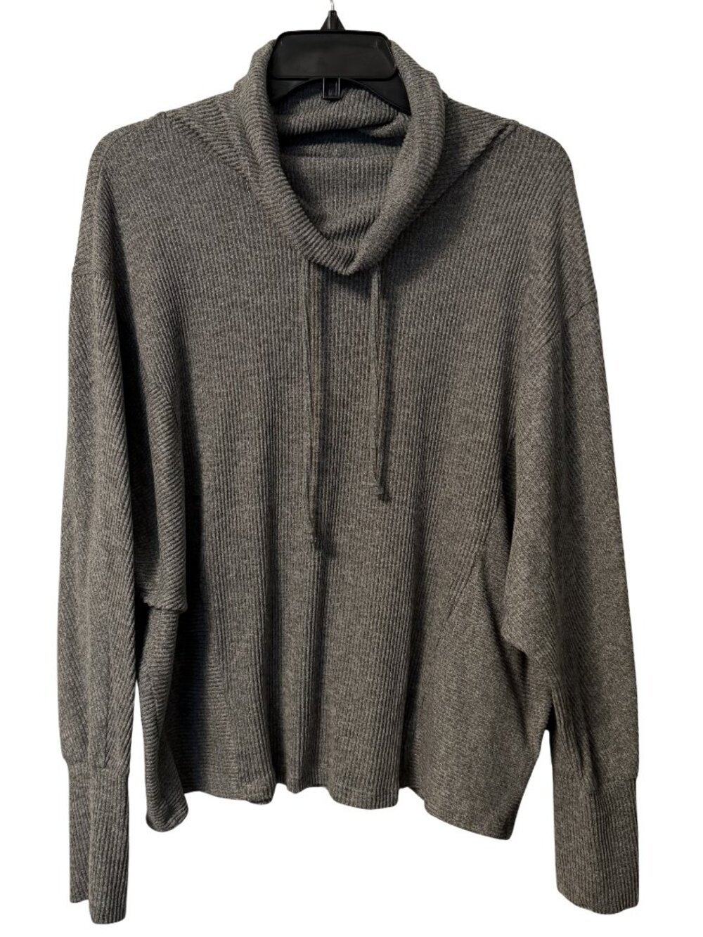 Simply Vera Vera Wang Gray Ribbed Cowl Neck Tunic Sweater XXL Soft Stretch Knit